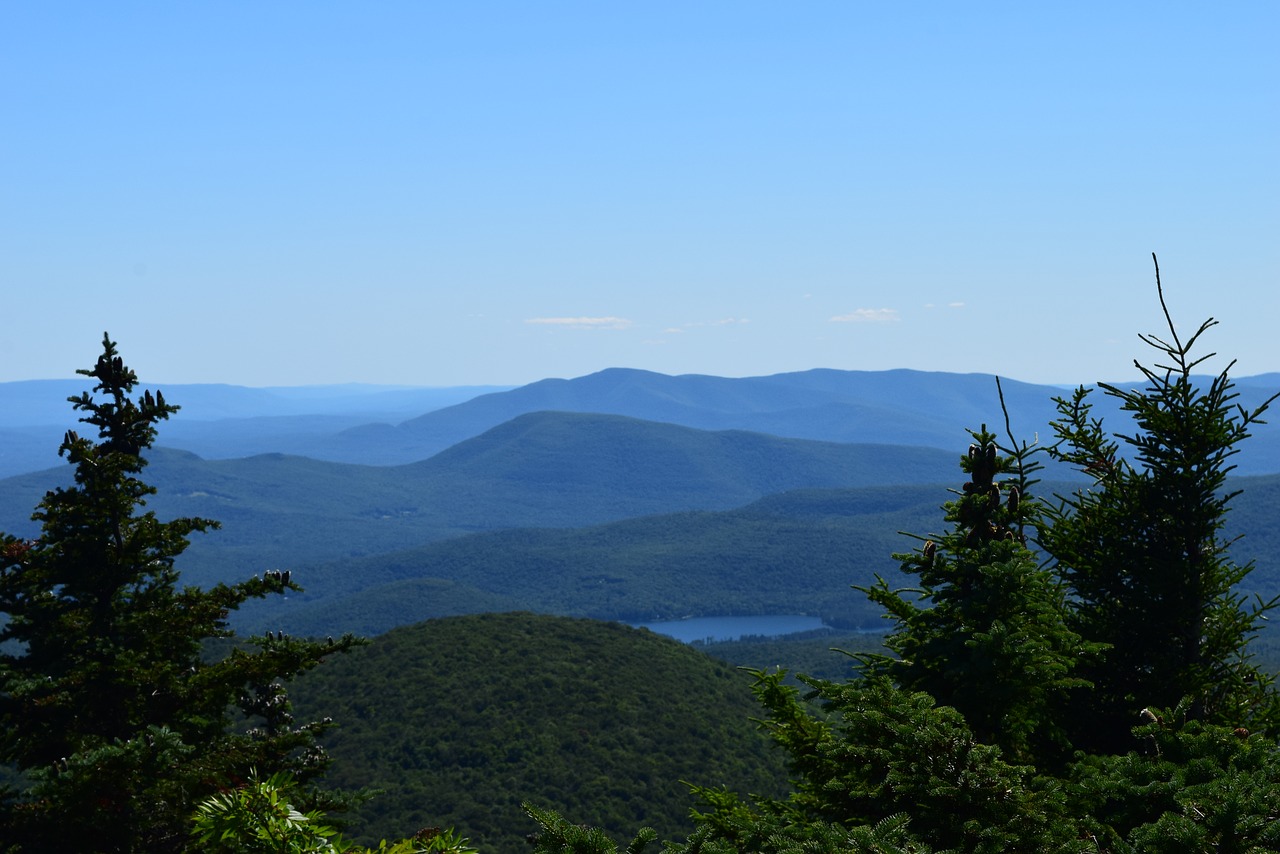 Image - mountain view trees valley lake