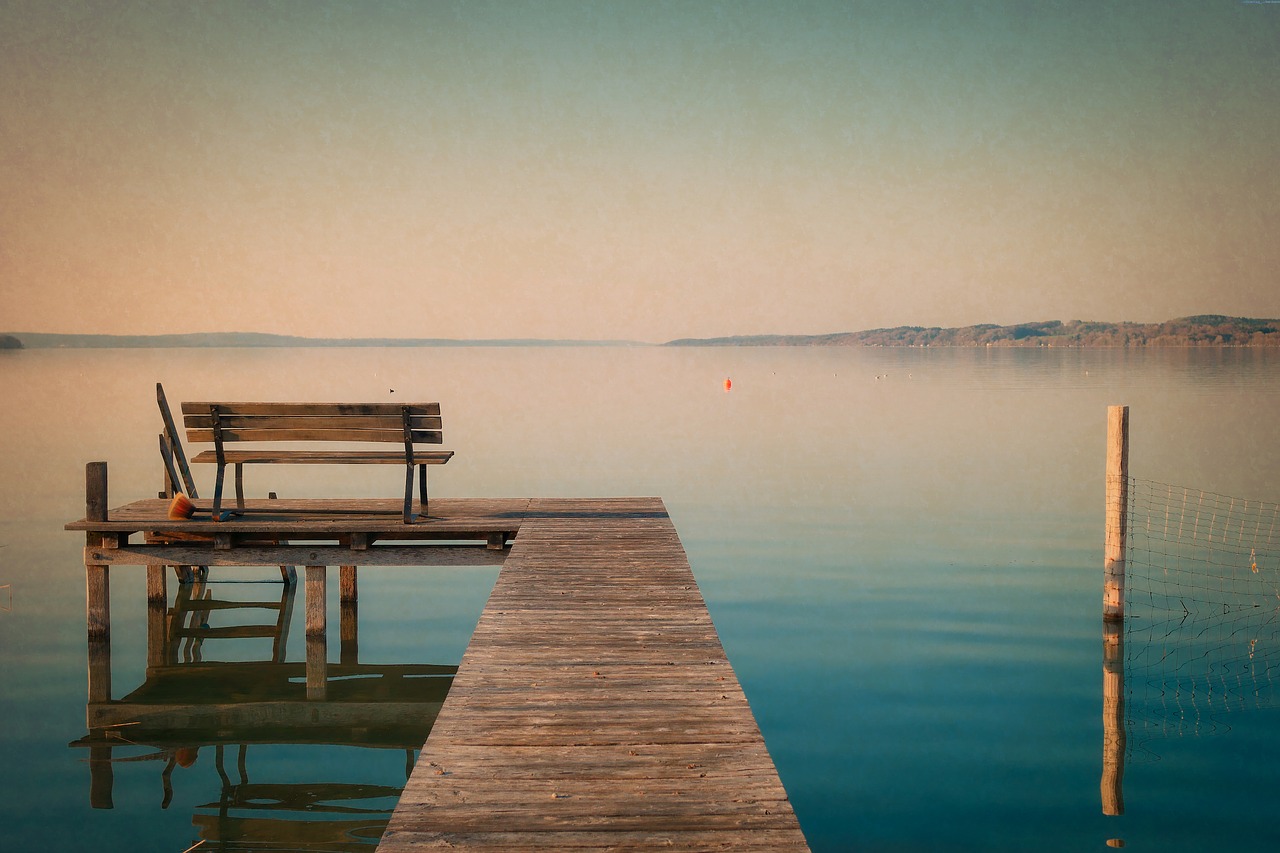 Image - nature water lake bench dock