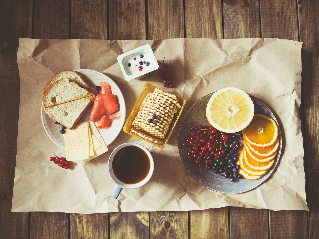 Image - breakfast snack fruits bread