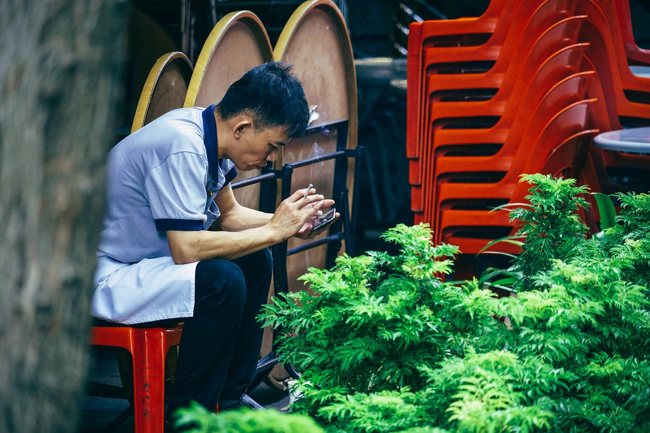 Image - people man smoke cigarette leaves