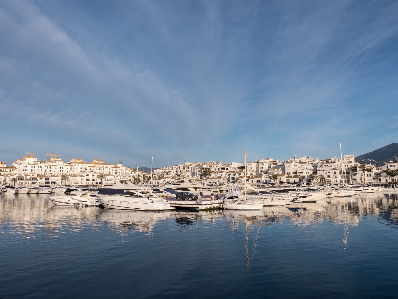 Image - port boats sky clouds spring