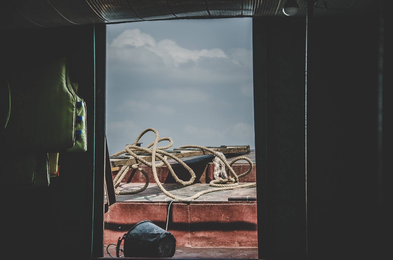 Image - dark room rope boat clouds sky