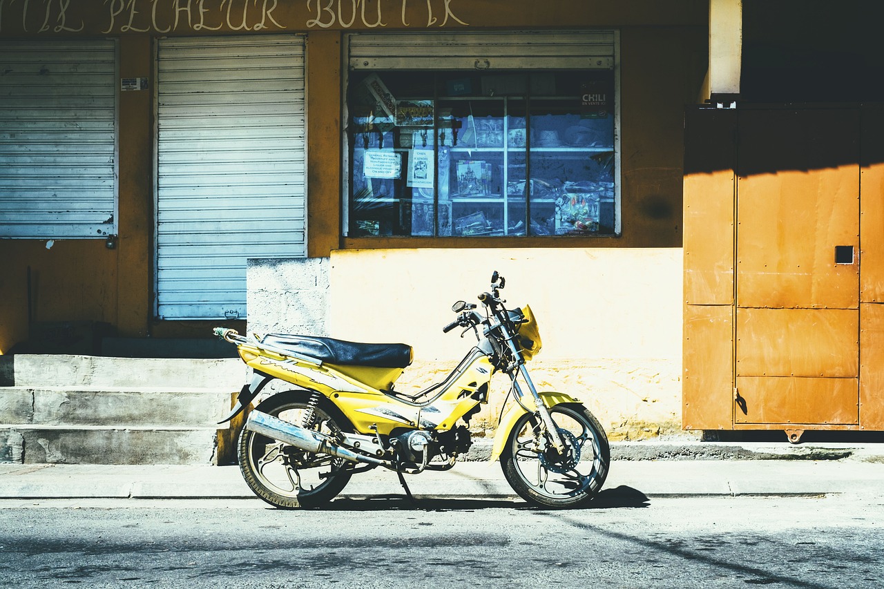 Image - motor bike road sunny yellow