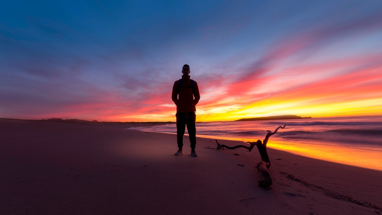 Image - sunset purple sky beach sand