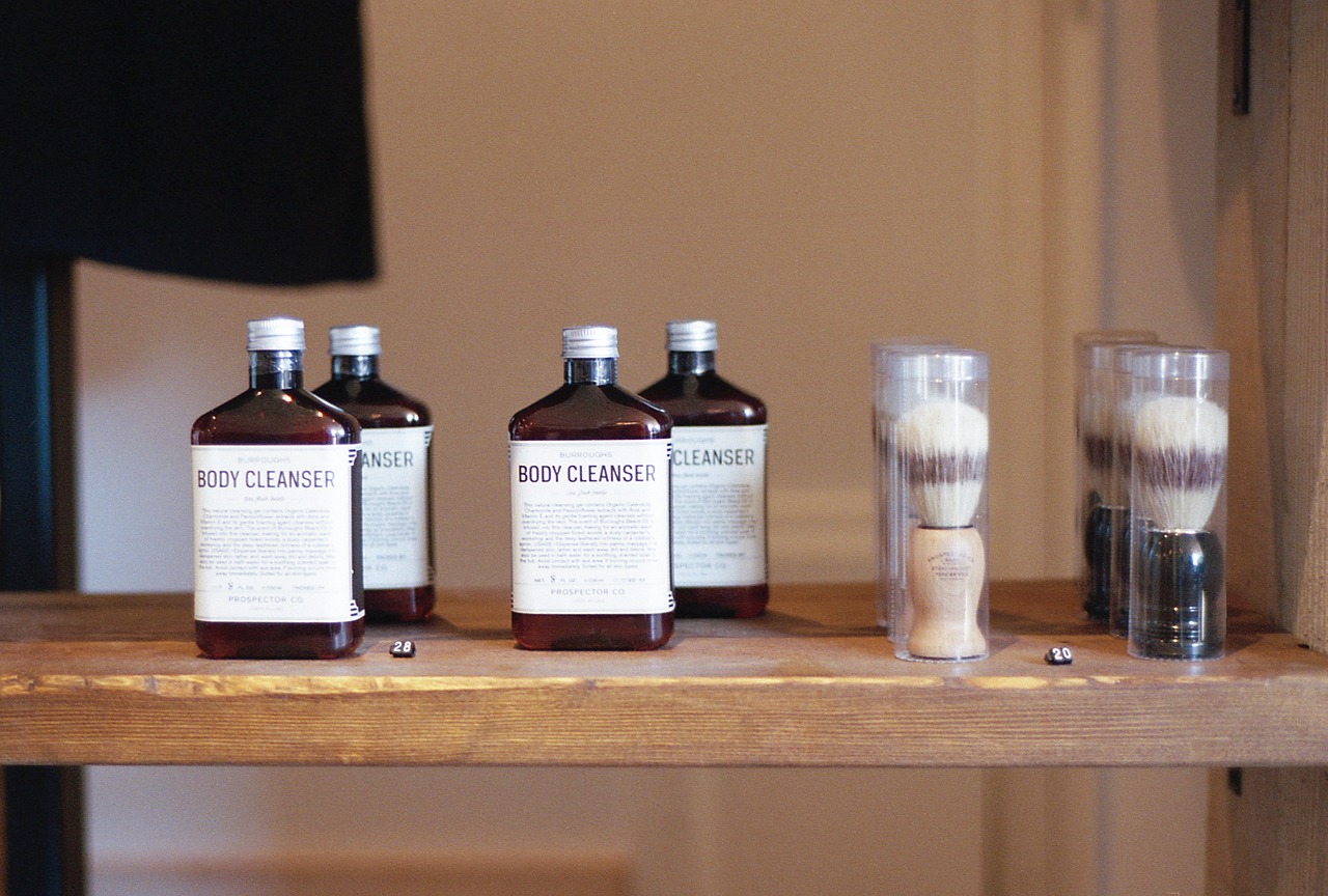 Image - body cleanser soap table wood