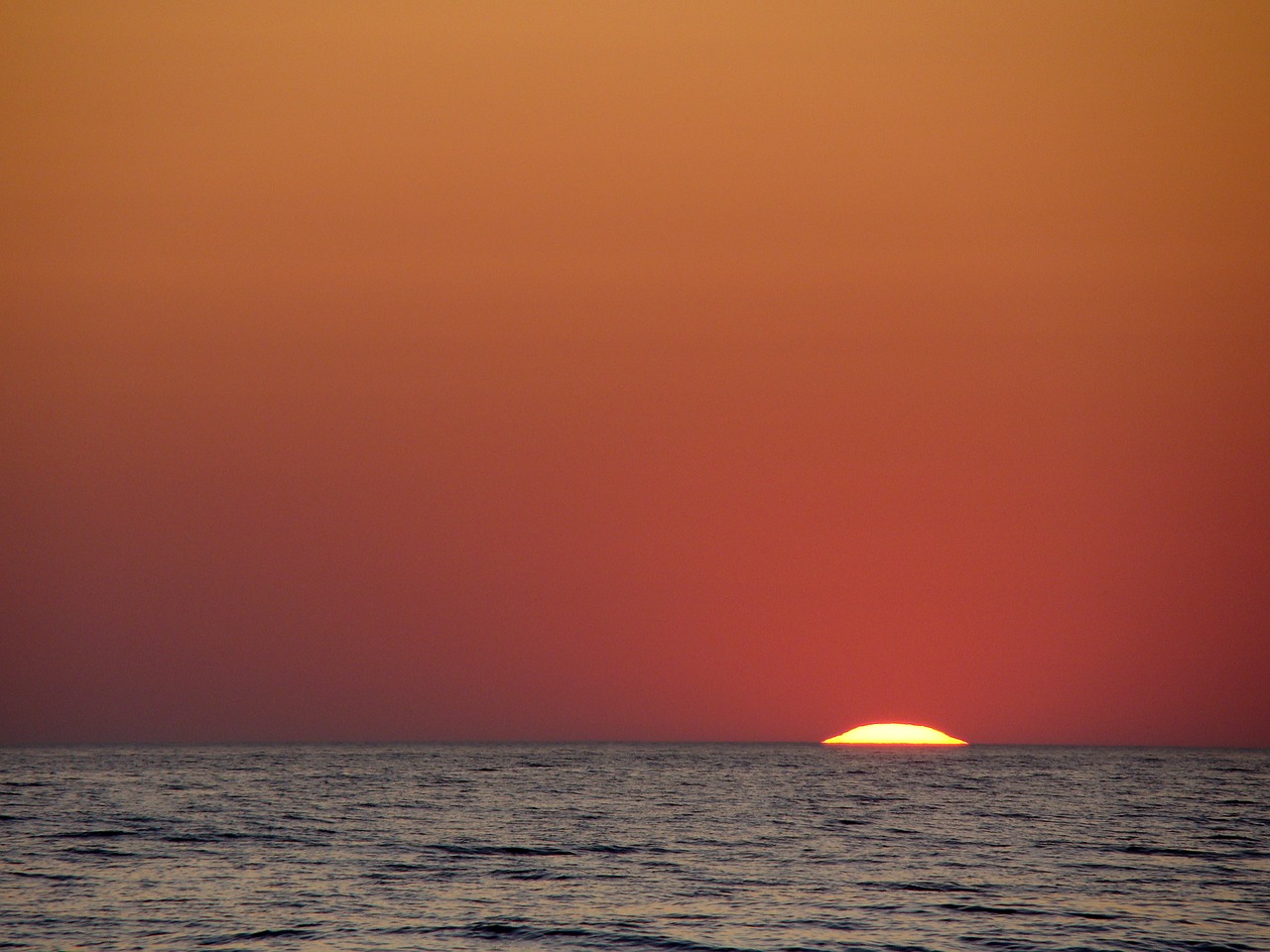 Image - sunset orange red sea west beauty