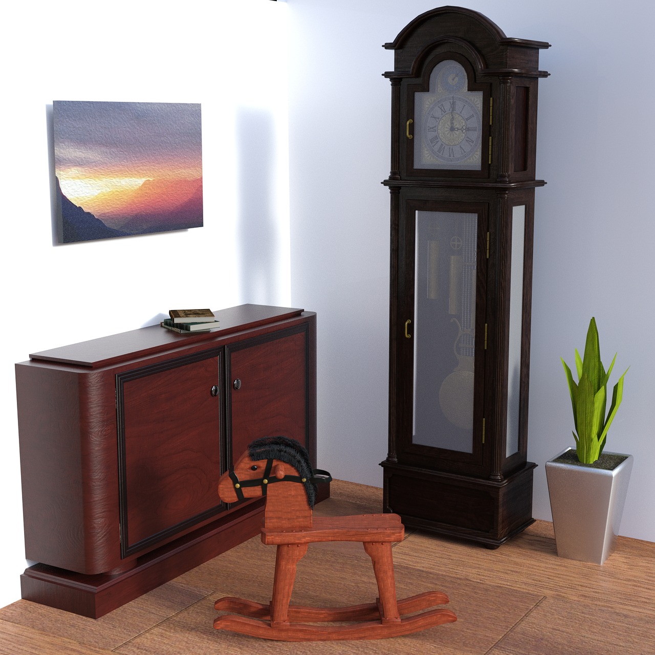 Image - rocking horse clock space plant