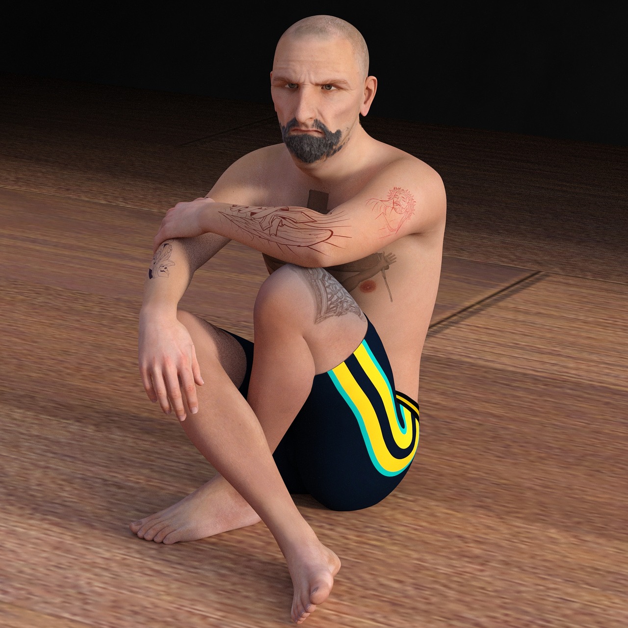 Image - man sitting bald head portrait