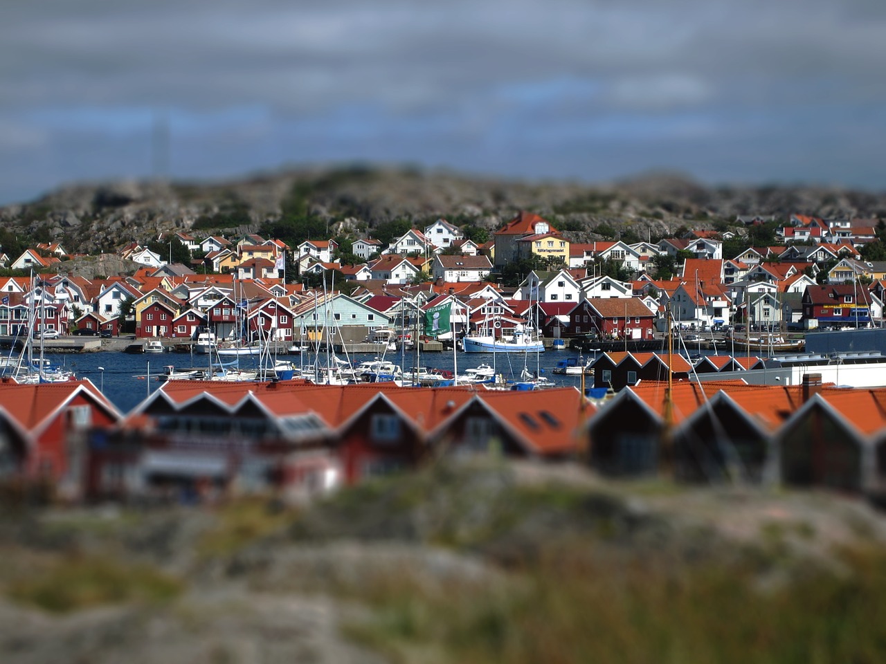 Image - sweden sea homes colourful houses