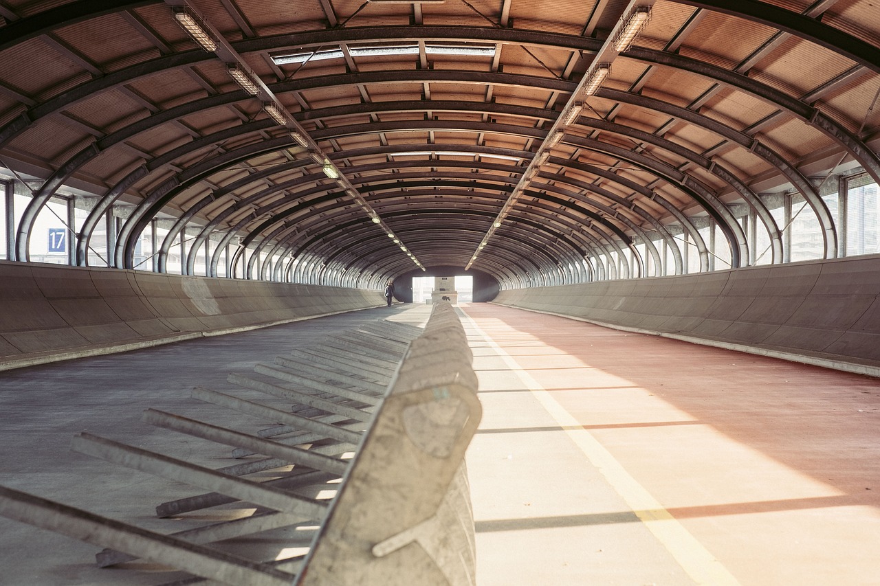 Image - road tunnel empty sunlight shadow