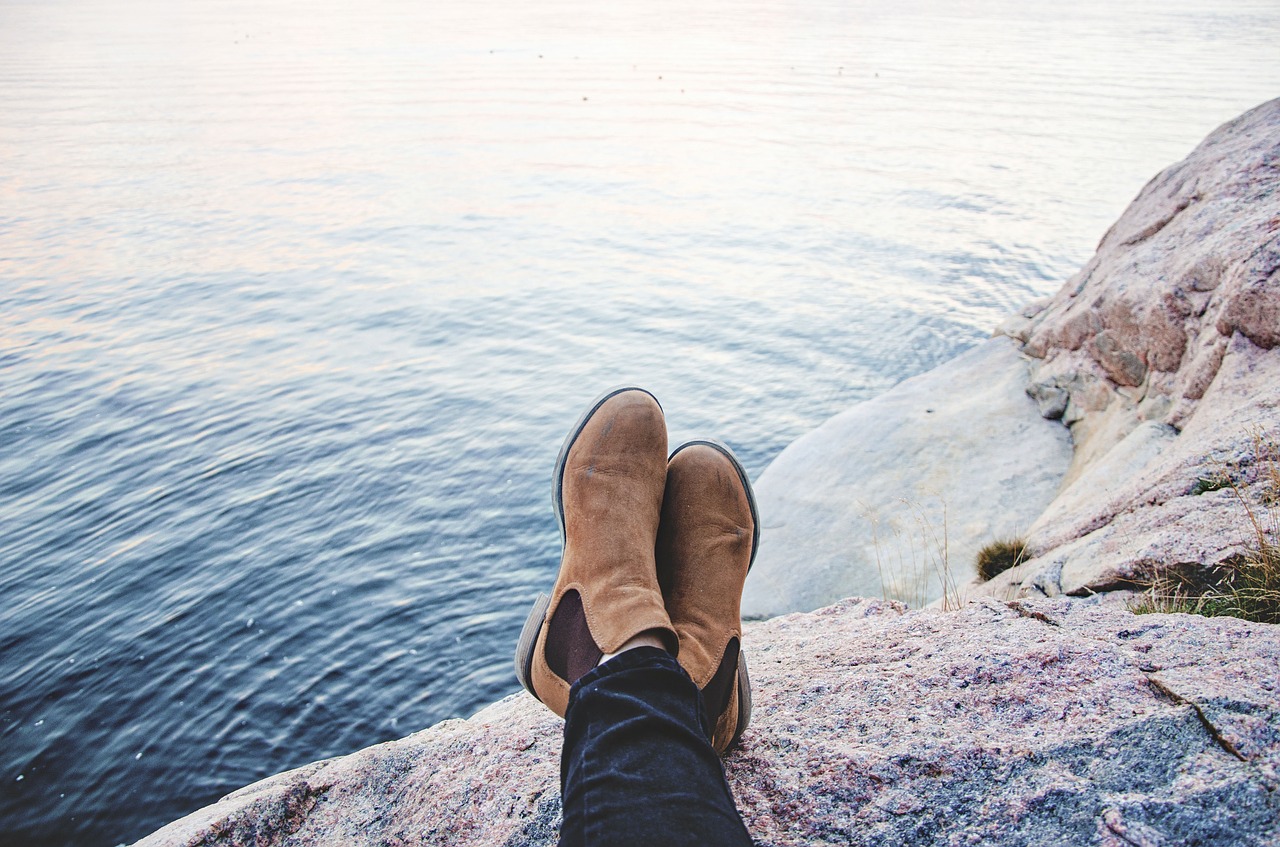 Image - people boots water ocean sea rock