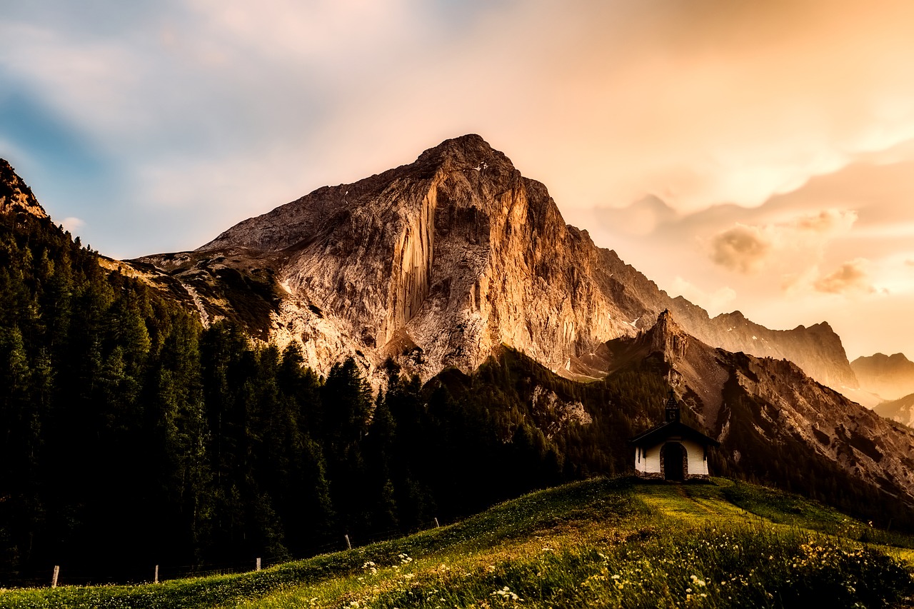 Image - austria chapel landscape mountains