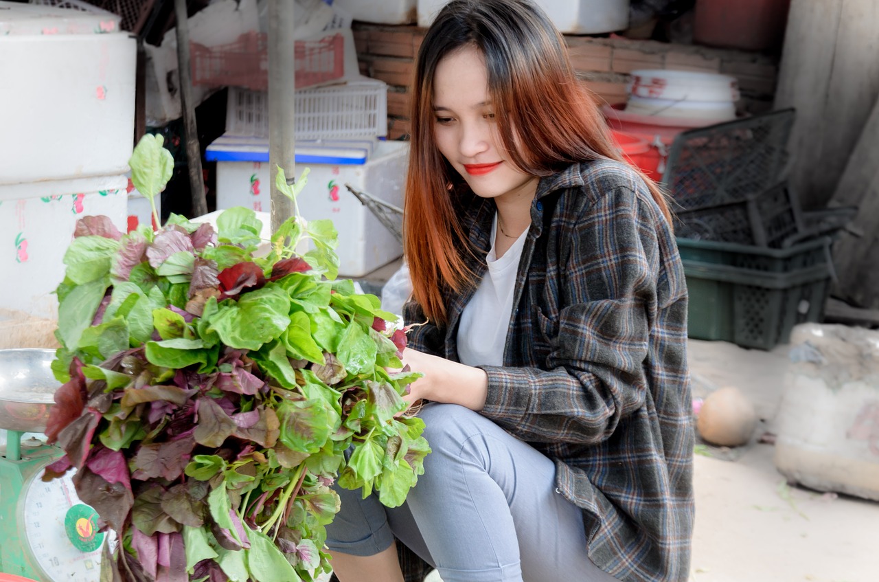 Image - girl vegetables nice background