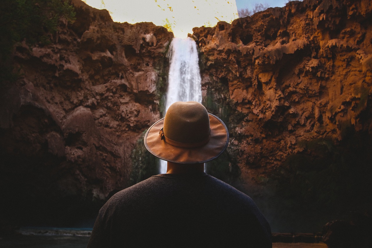 Image - falls nature water rock man guy