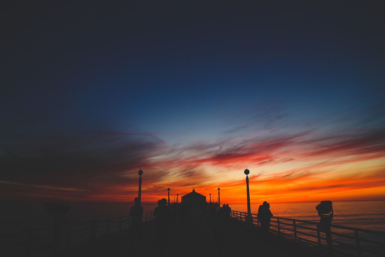 Image - bridge people sky clouds sea