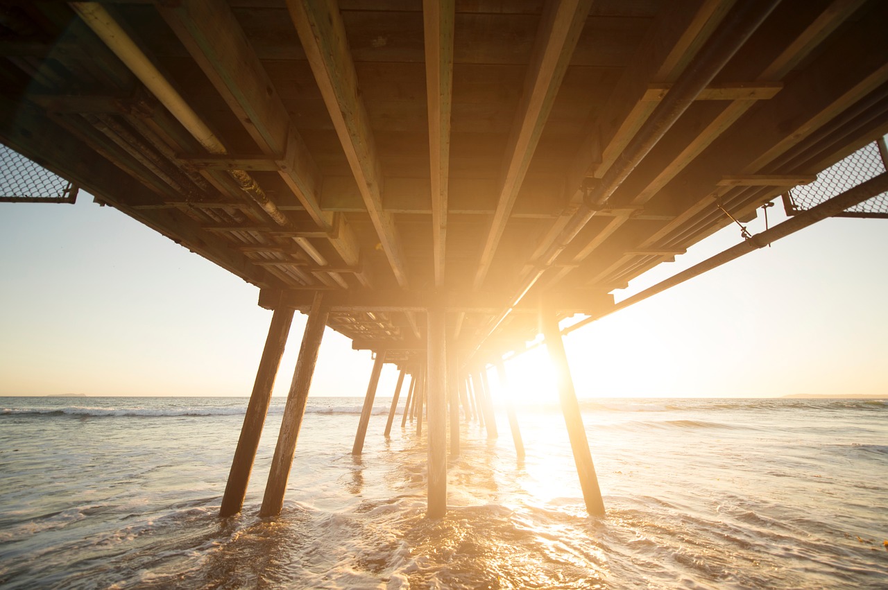 Image - wooden bridge sea ocean water