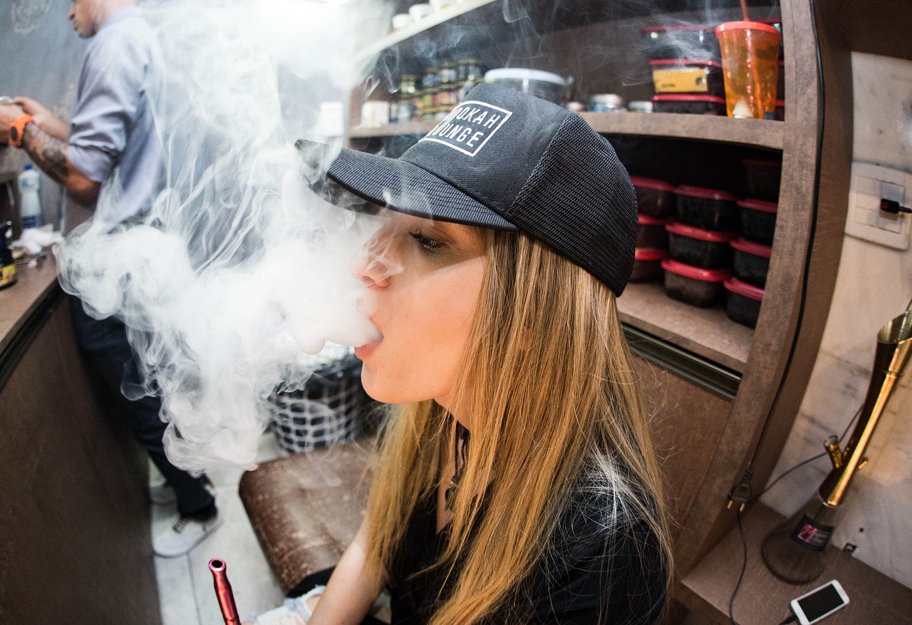 Image - woman girl lady cap smoke vape