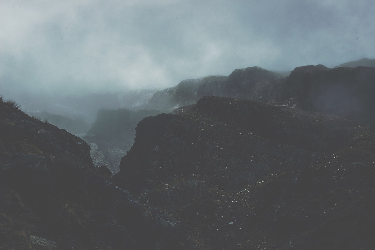 Image - mountain landscape sky clouds fog