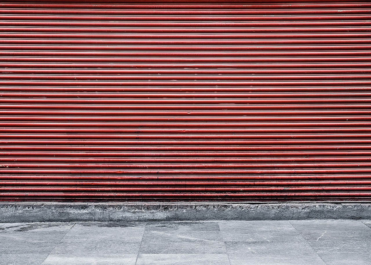 Image - steel floor street red closed day