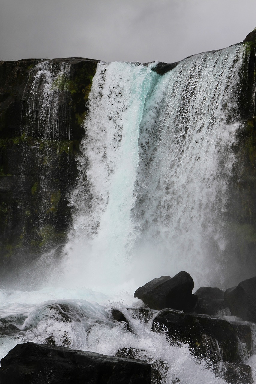 Image - waterfall iceland blue moody