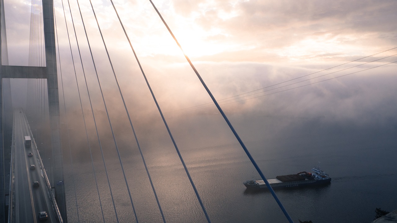 Image - infrastructure bridge fog boat