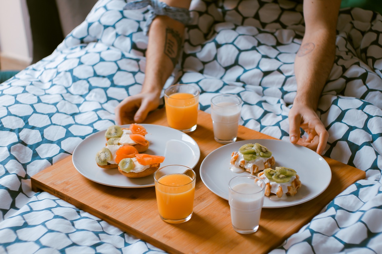 Image - food breakfast in bed juice glass