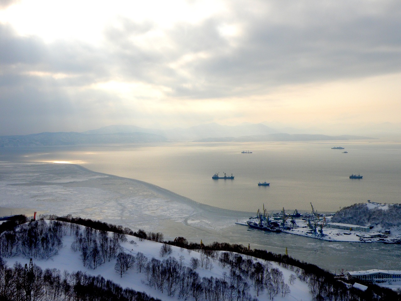 Image - bay sea ship mountains seascape