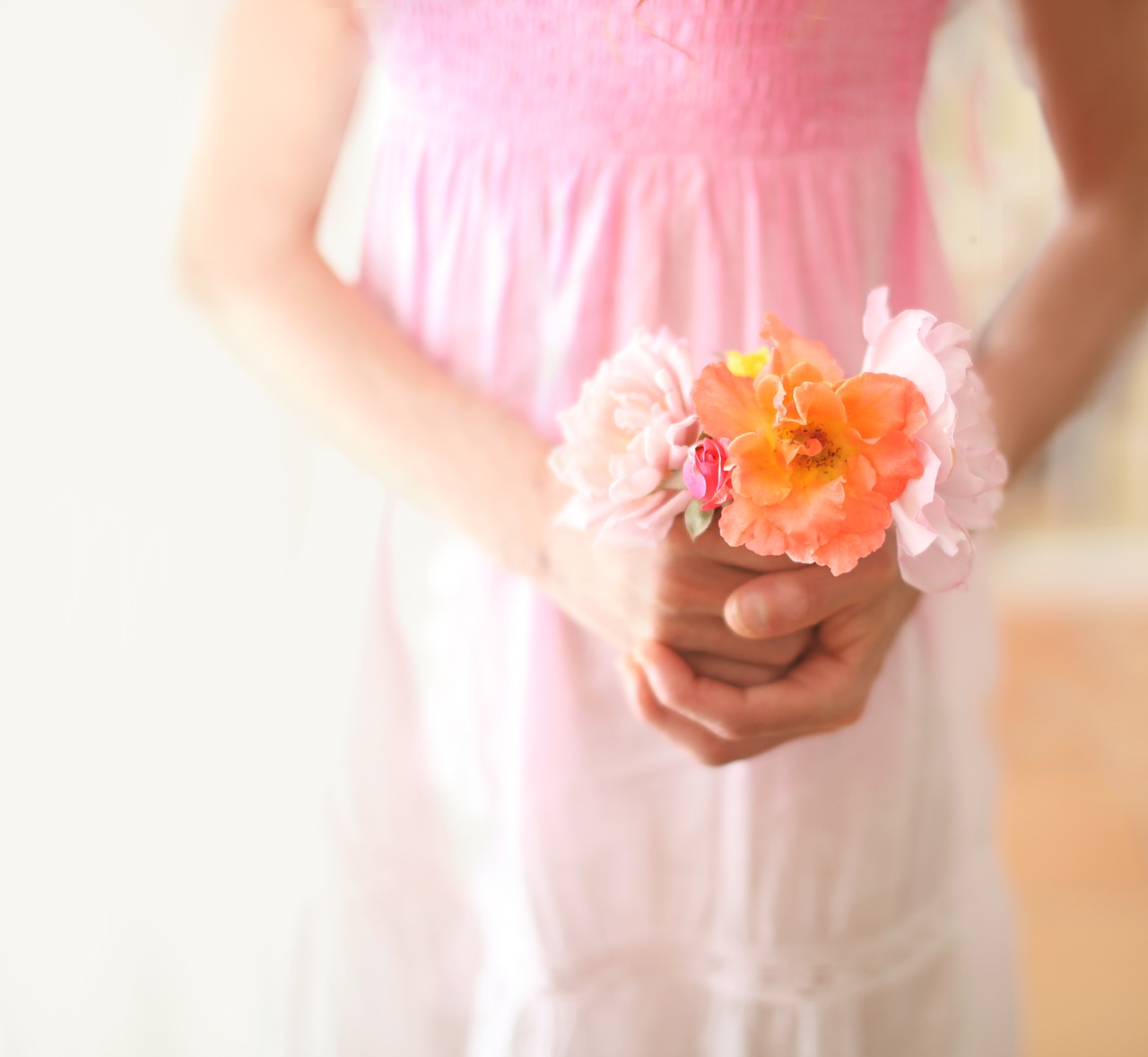 Image - girl woman female dress flowers