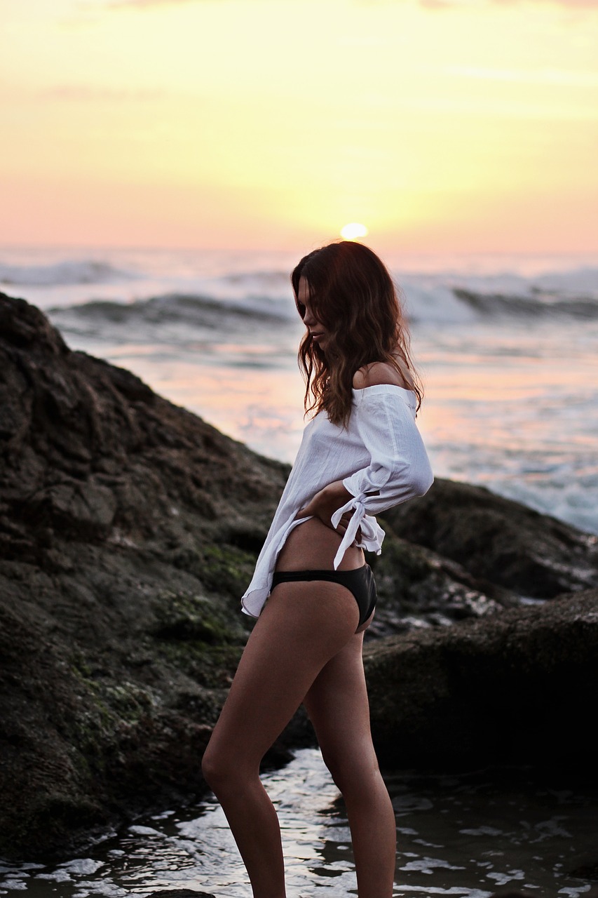 Image - people woman swimsuit bikini rocks