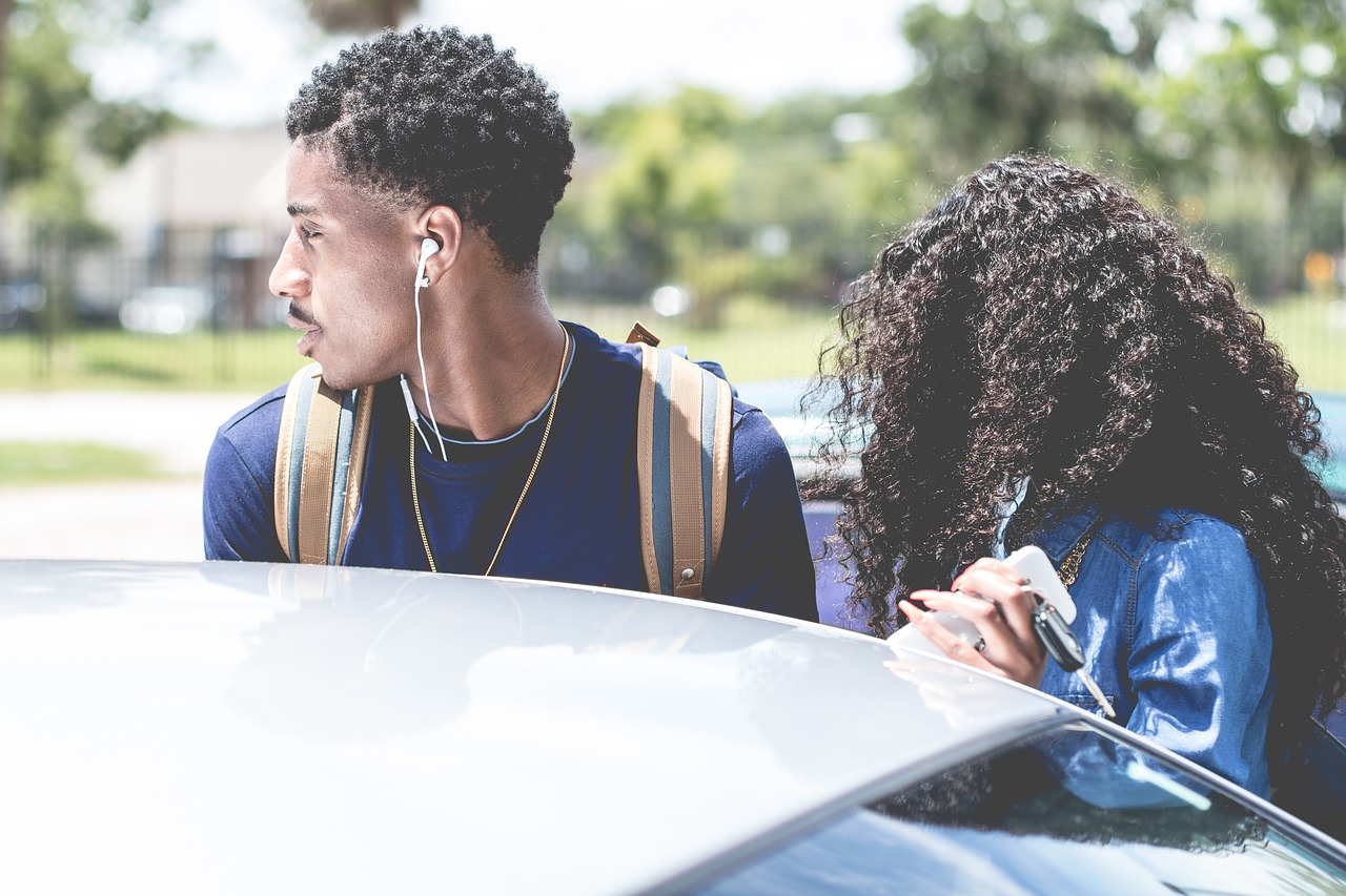 Image - man woman girl guy curly car