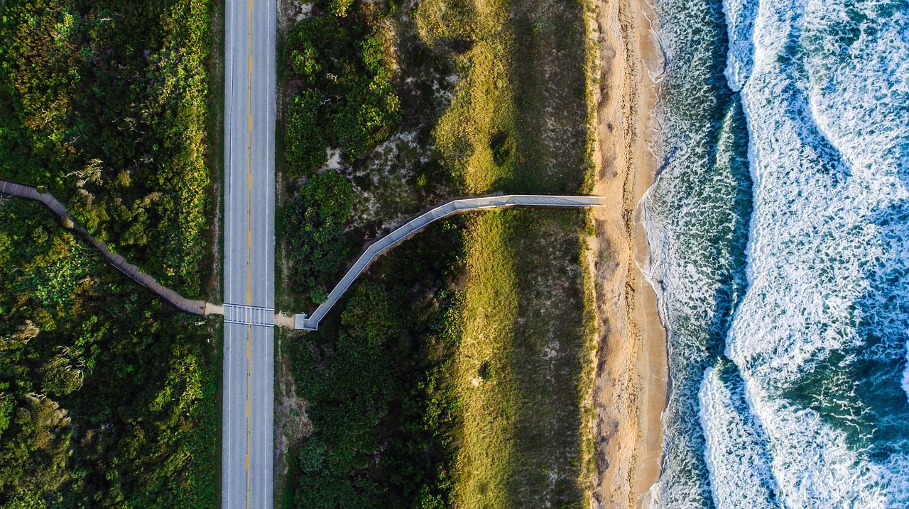 Image - aerial land water ocean sea green