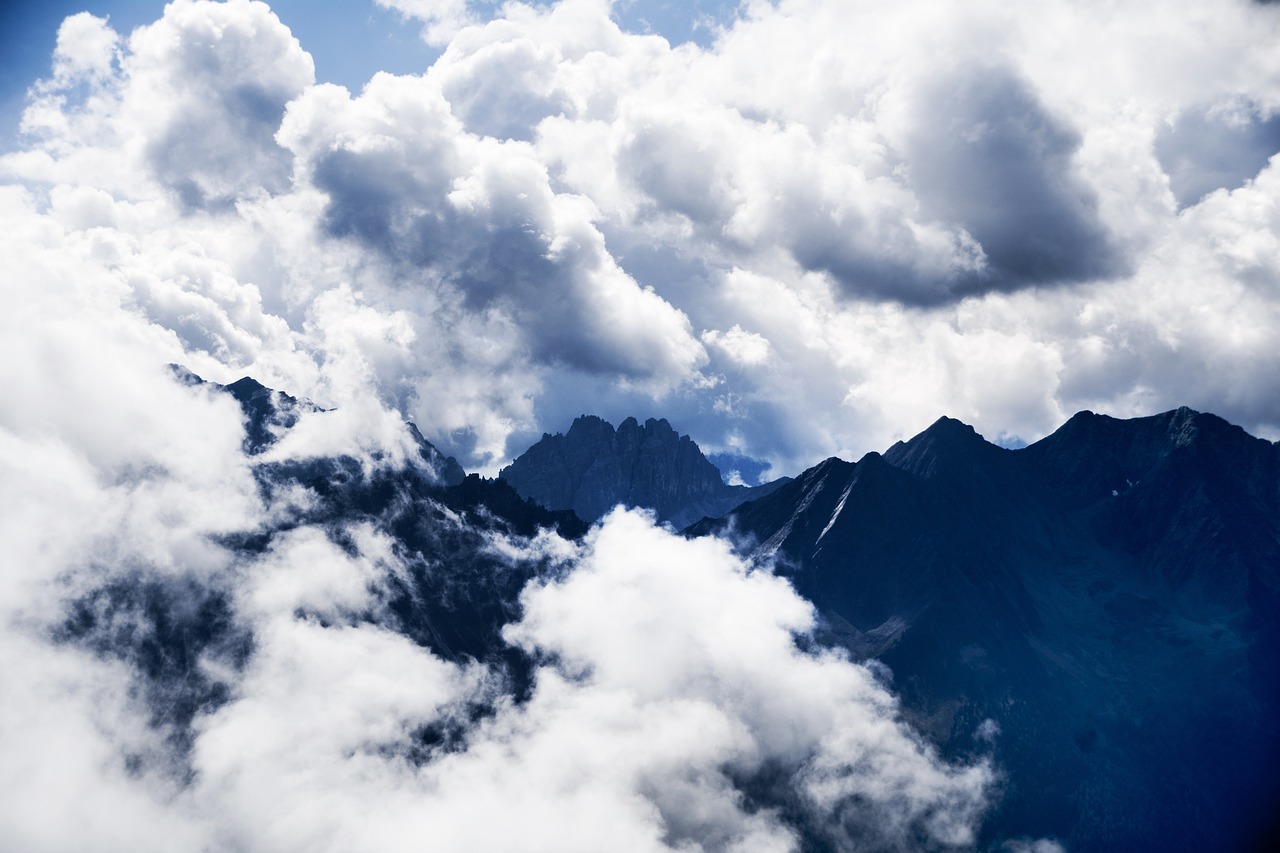 Image - clouds sky blue mountain aerial