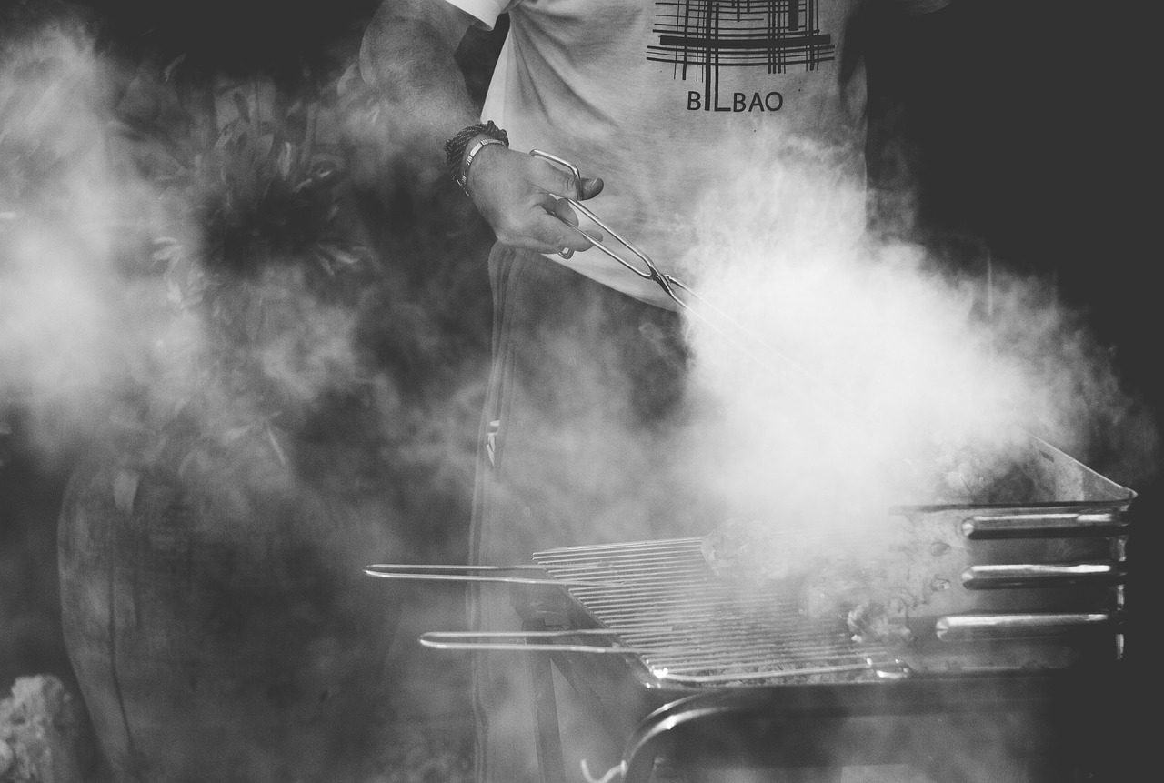 Image - grill smoke people man cook meat
