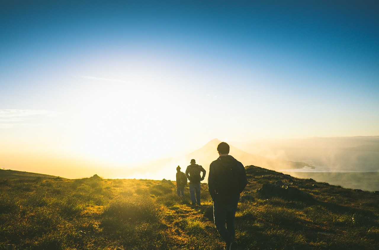 Image - people man woman trekking mountain