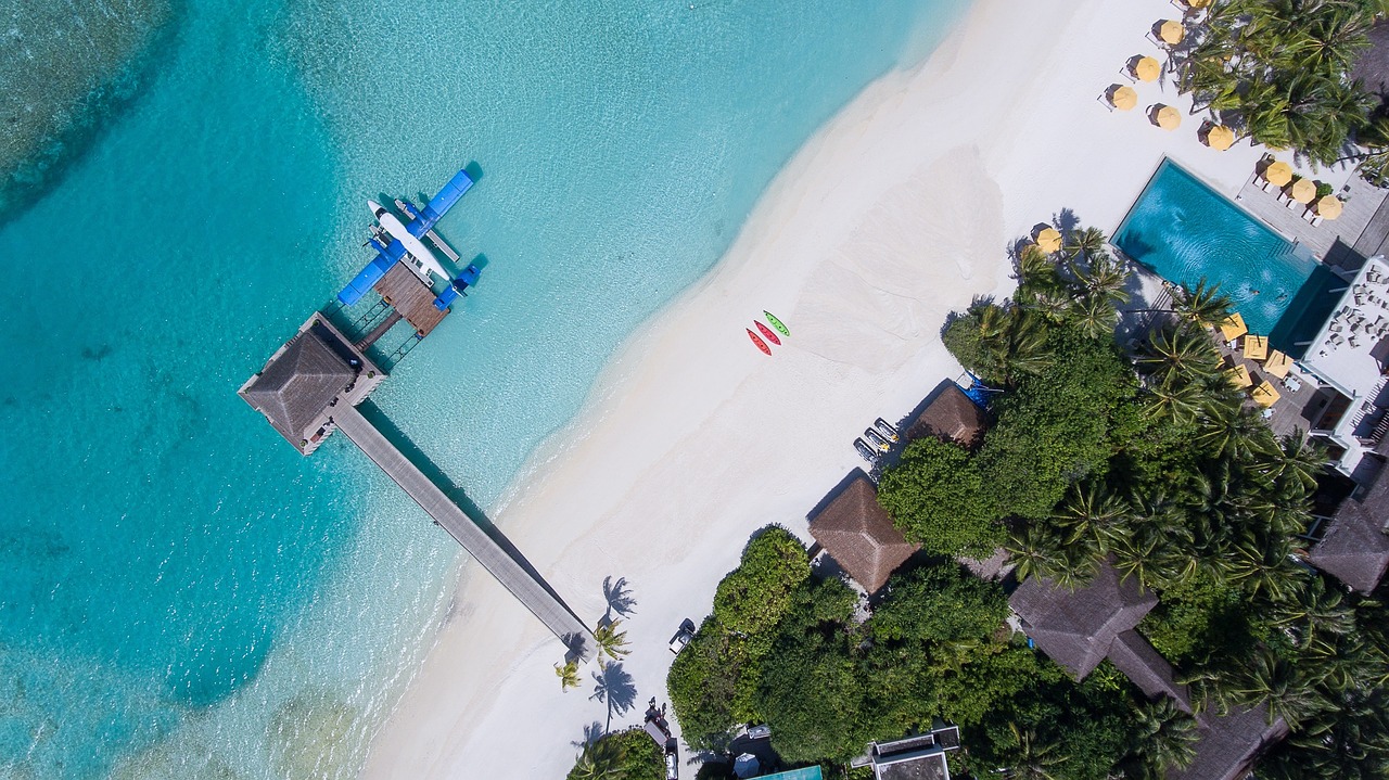 Image - aerial land water ocean sea green