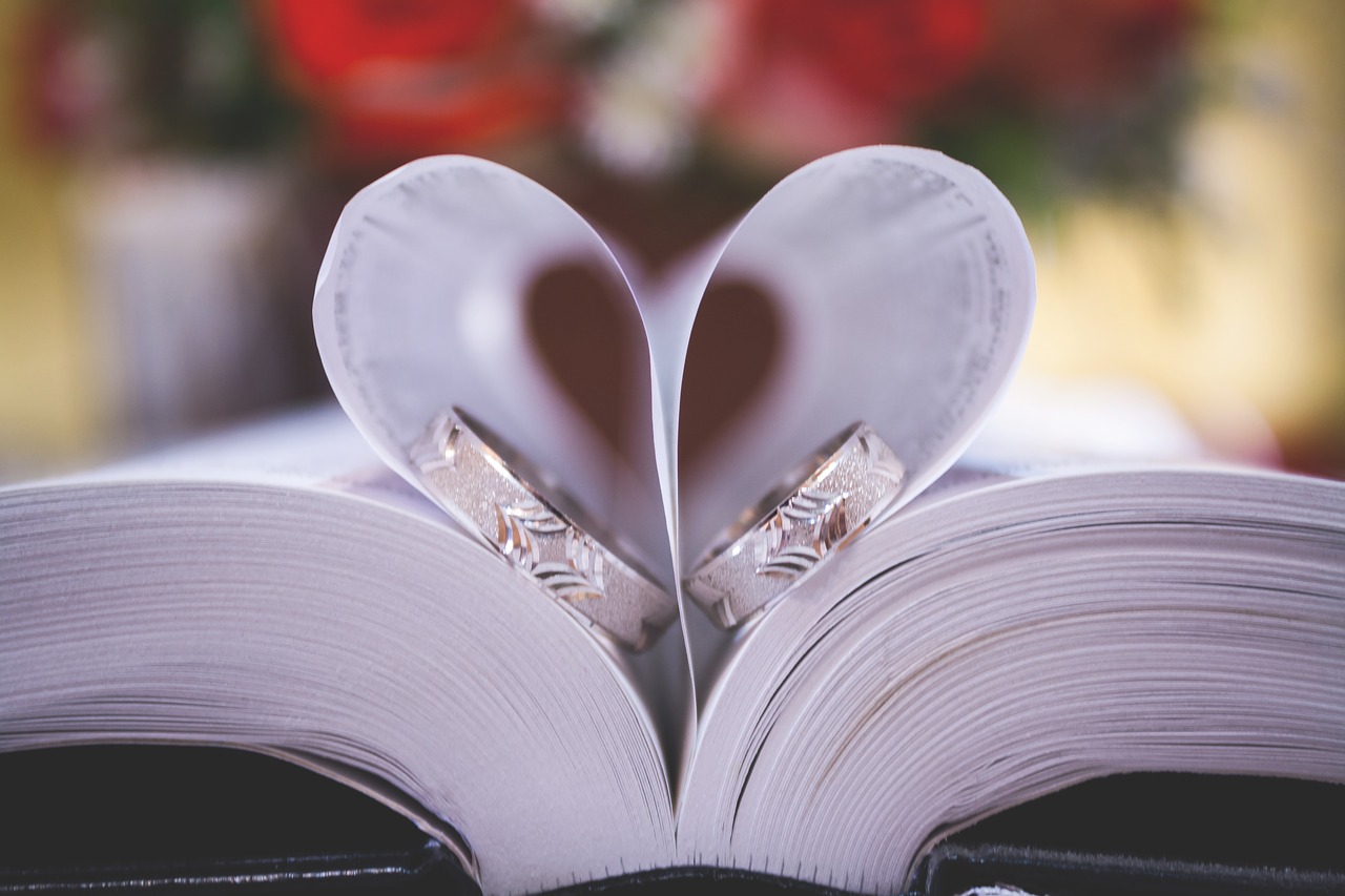 Image - book bible wedding ring heart