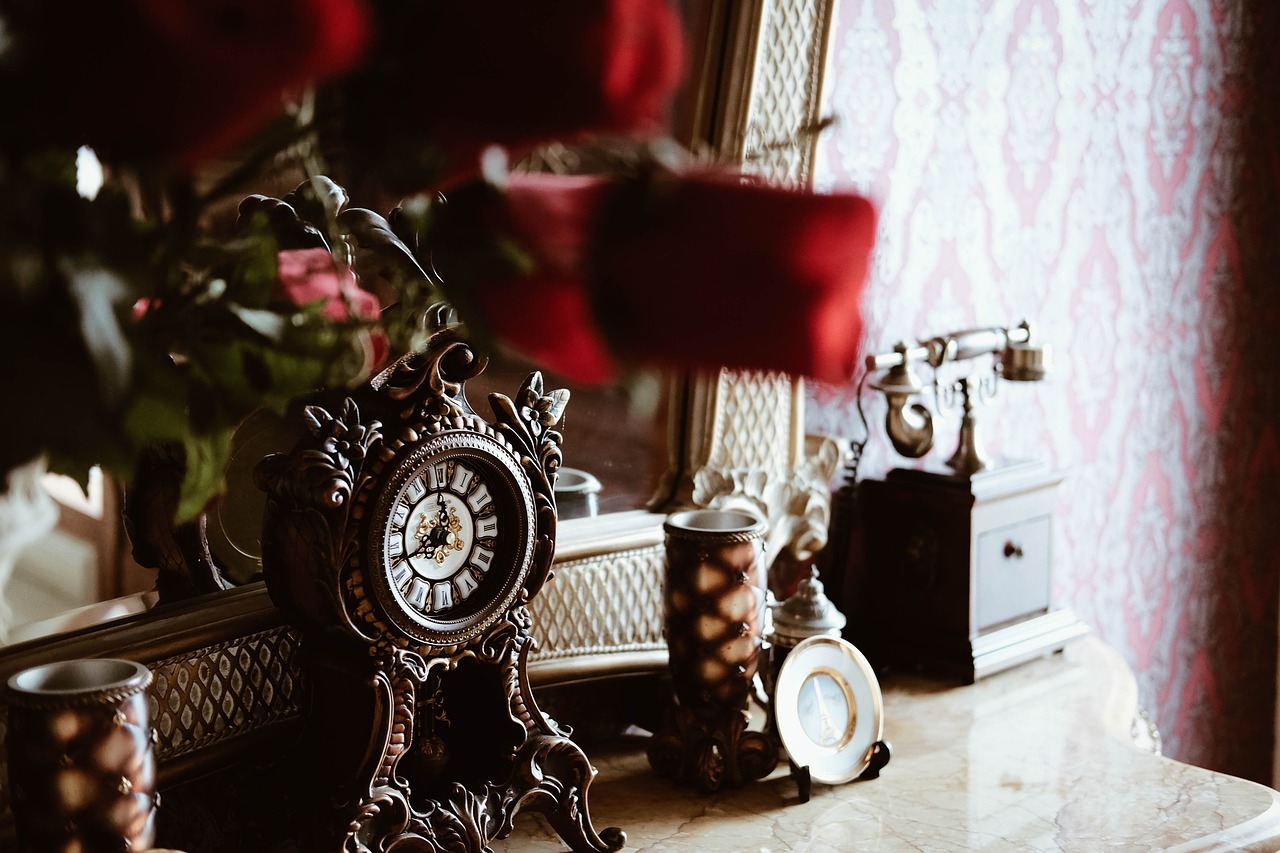 Image - vintage old clock telephone house