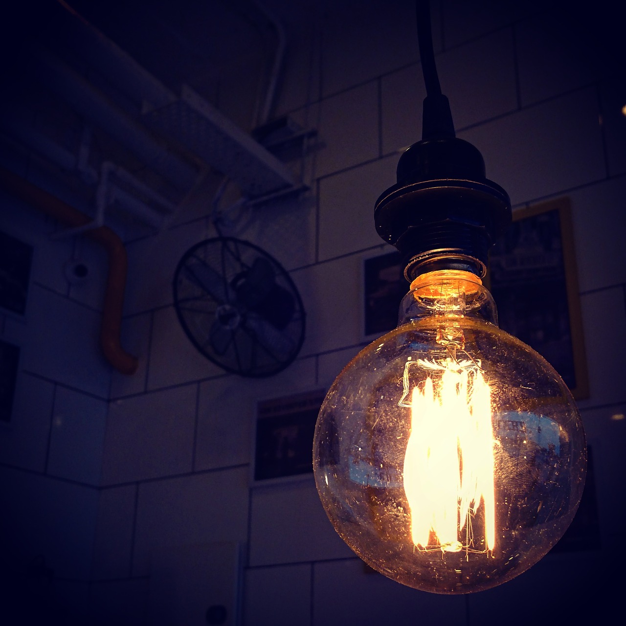 Image - light bulb spark dark night glass