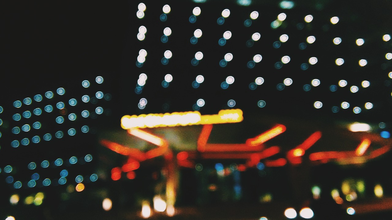 Image - night dark lights colorful street