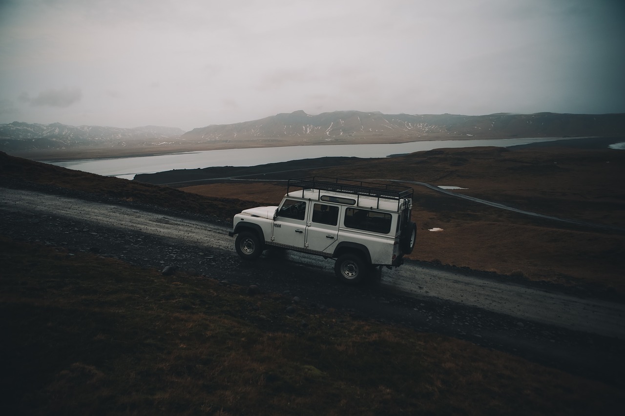 Image - road path car vehicle lake water