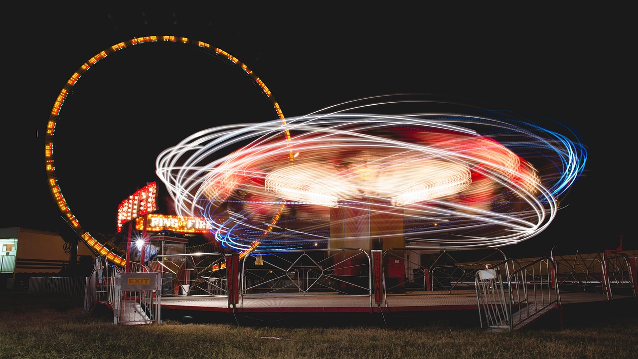 Image - dark night amusement park rides