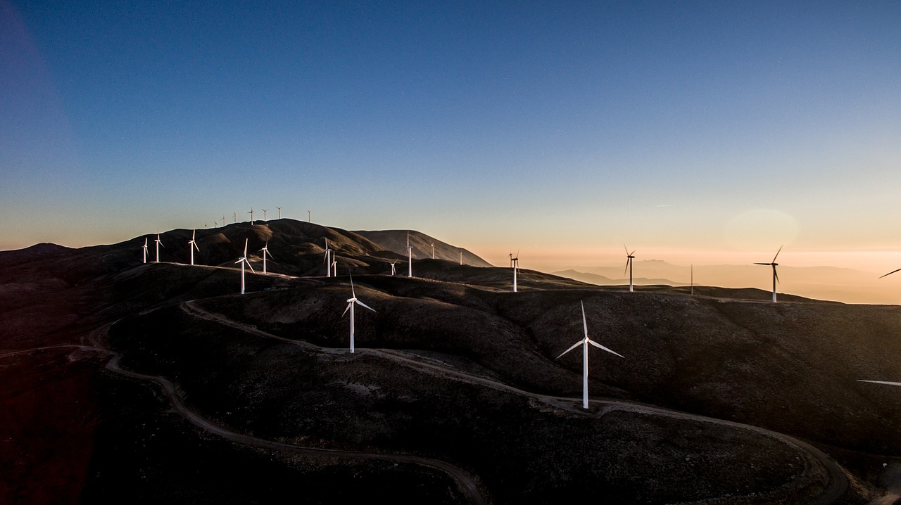 Image - dark sunset windmill solar energy