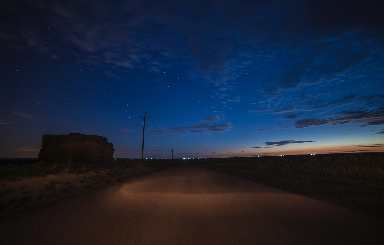 Image - dark night road path horizon