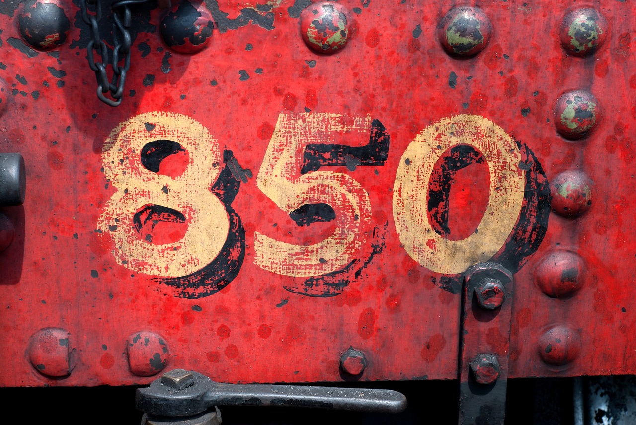 Image - steel metal red wall numbers