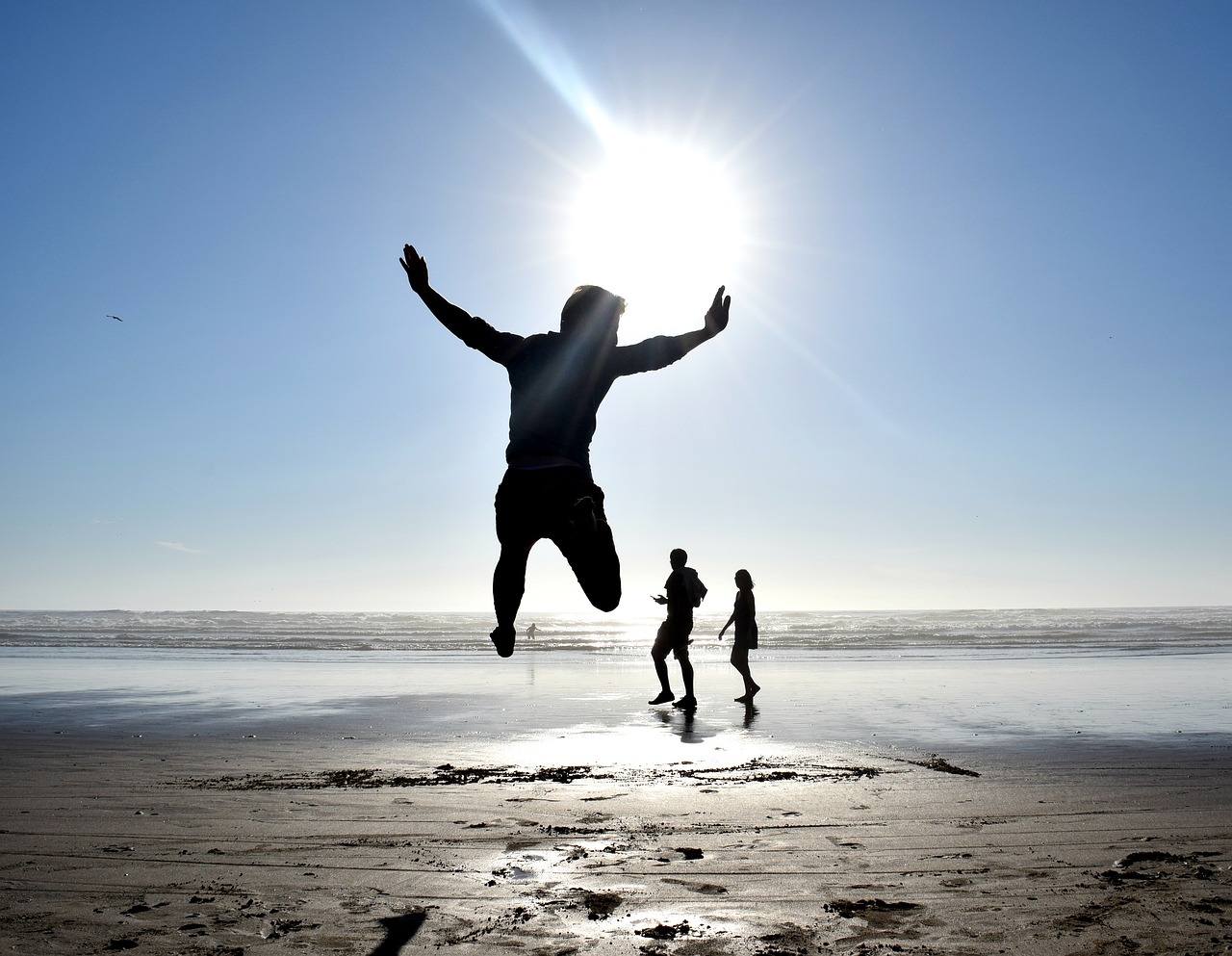 Image - jump people man woman silhouette