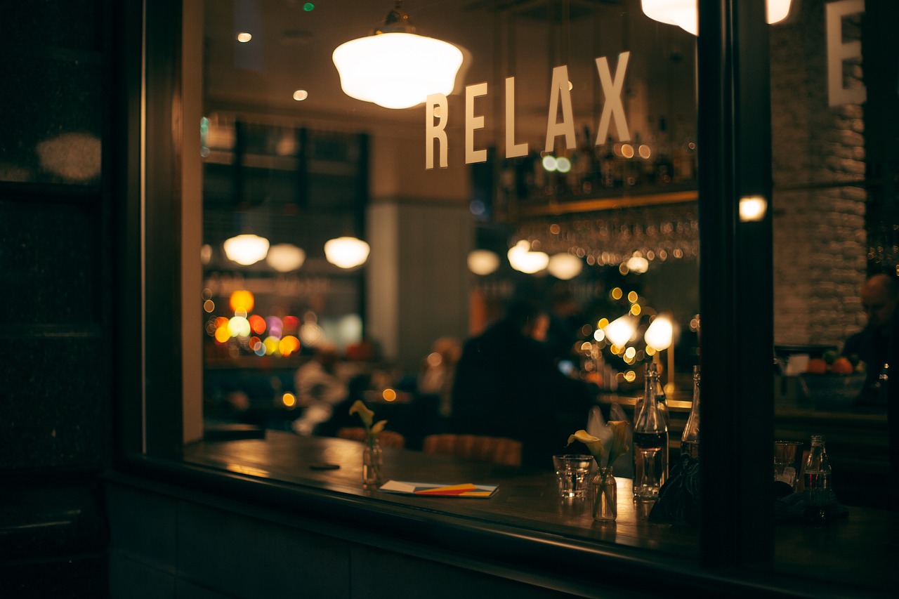 Image - dark night lights bar store bokeh
