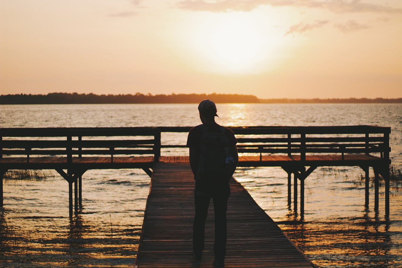 Image - silhouette people man cap sunset