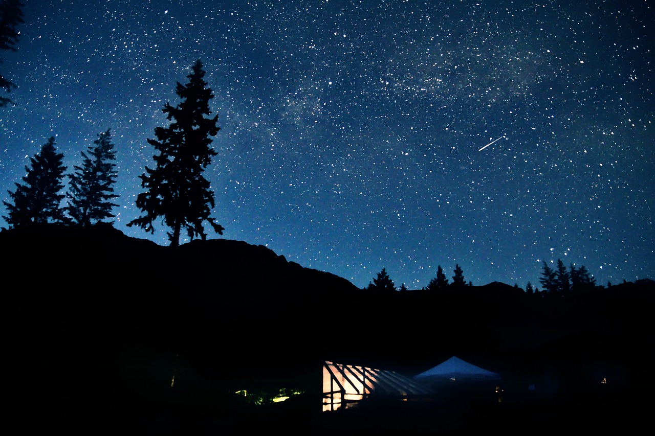 Image - dark night sky stars mountain