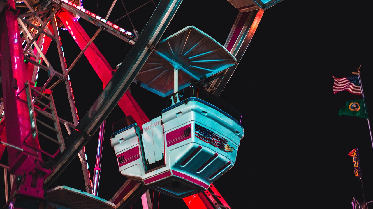 Image - amusement ride wheel dark night