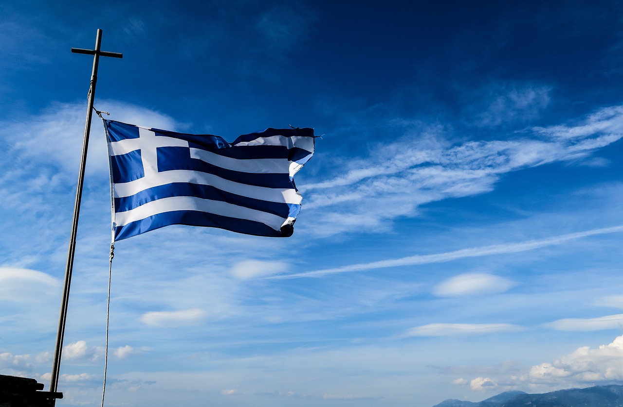 Image - blue sky cloud flag pole nature